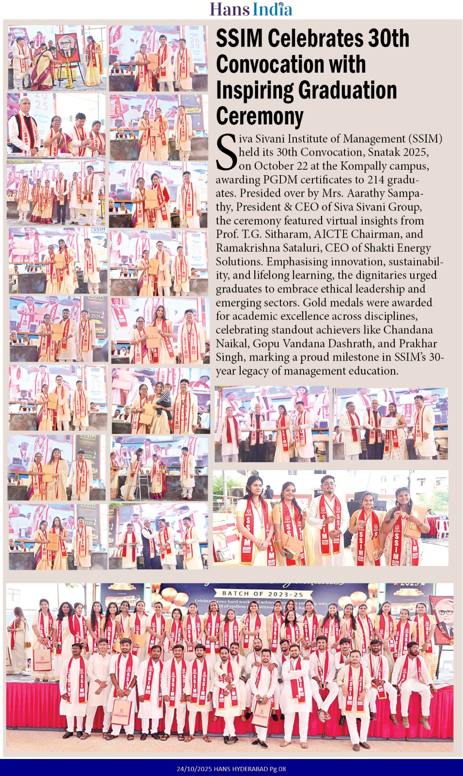 Hans India Hyderabad 2025 Convocation